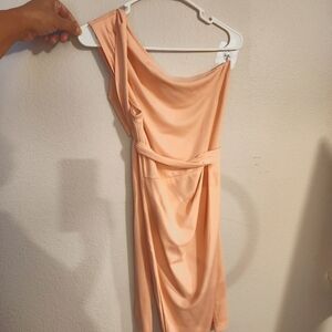One Shoulder Pretty Garden Coral, Peach Dress